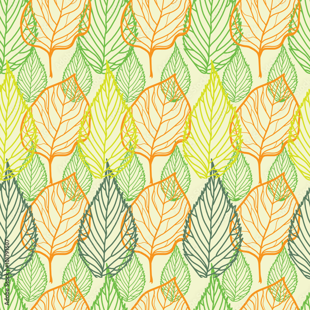 Vector seamless floral pattern, freehand drawing - flowers and leafs