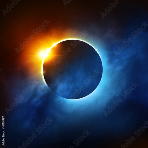 A Total Eclipse of the Sun. Dramatic Solar Eclipse illustration.