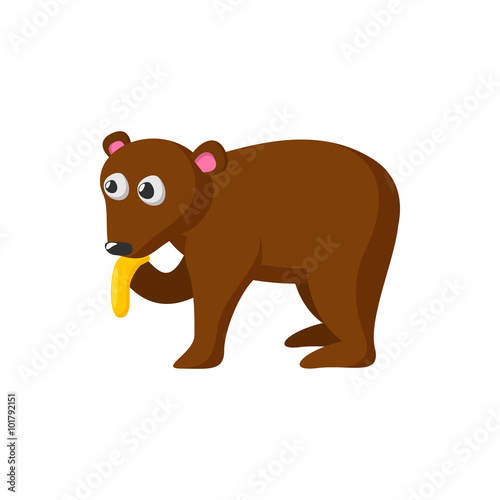 Bear eating honey cartoon icon 