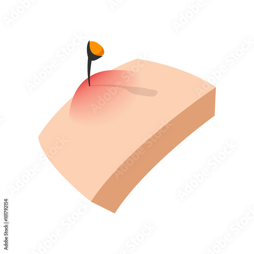 Bee sting on the skin cartoon icon