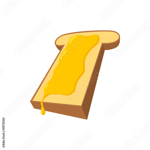 Slice of bread with honey cartoon icon