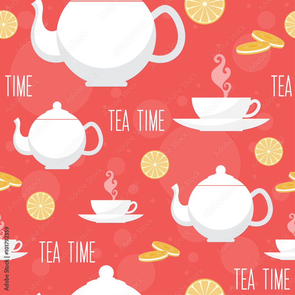 Tea time seamless pattern background