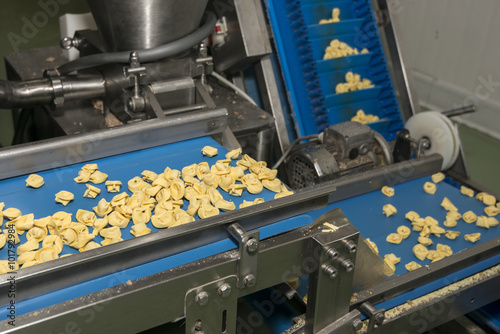 Tortellini Pasta on conveyor belt