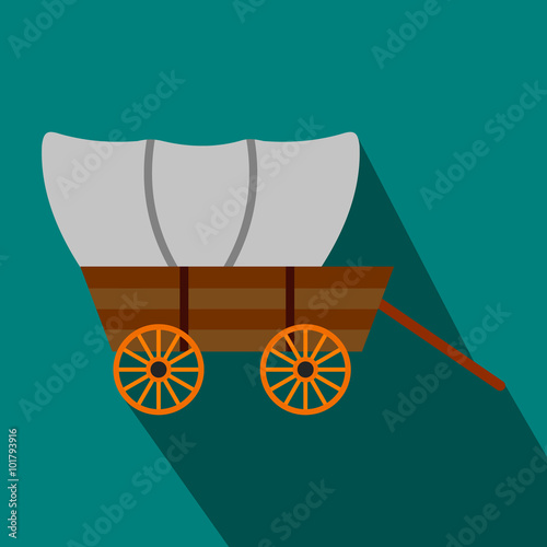 Western covered wagon flat icon