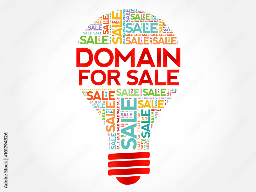 DOMAIN FOR SALE bulb word cloud, business concept background DOMAIN FOR SALE bulb word cloud, business concept background