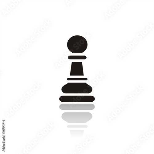 Icono de un peón de ajedrez con reflejo. Ilustración vectorial aislada