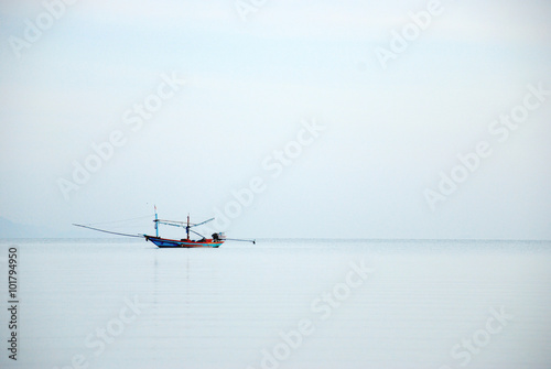 row boat float on the sea