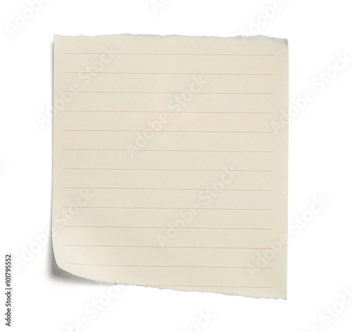 collection of yellow note papers on white background photo