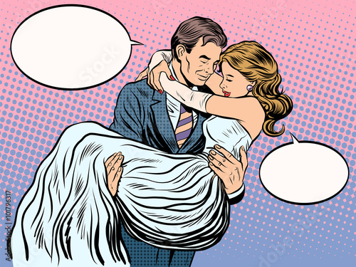 just married loving couple