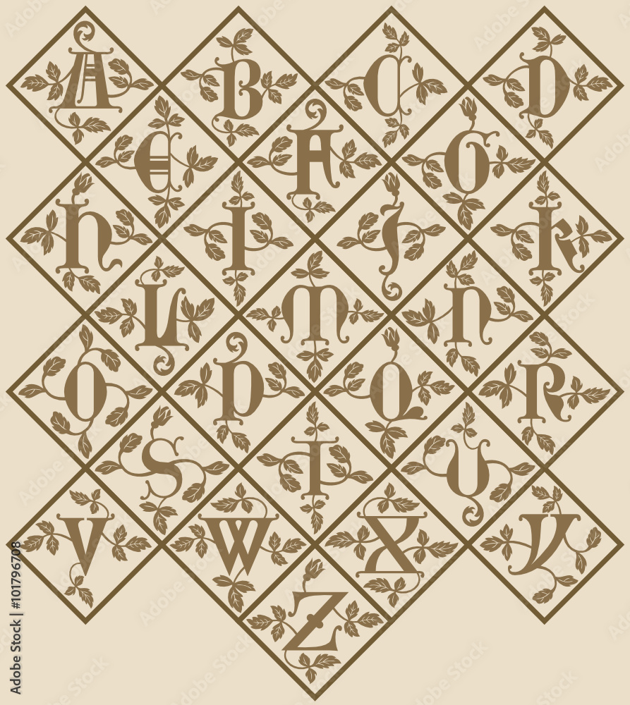 ornamental letter alphabet / vintage/ vector illustration