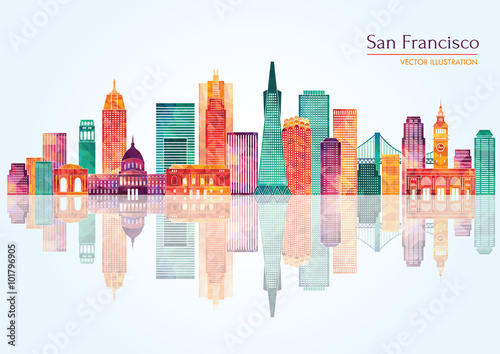 San Francisco (United States) city skyline. Vector illustration