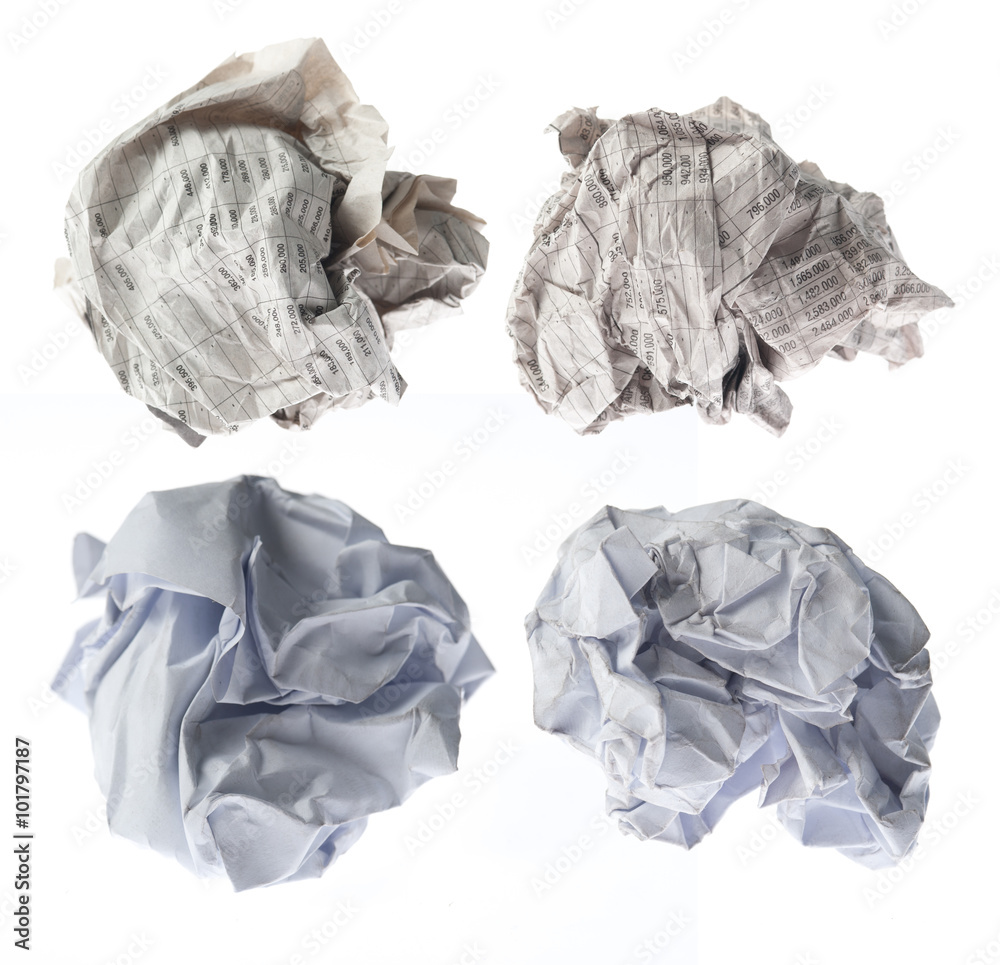 collection of paper ball on white background