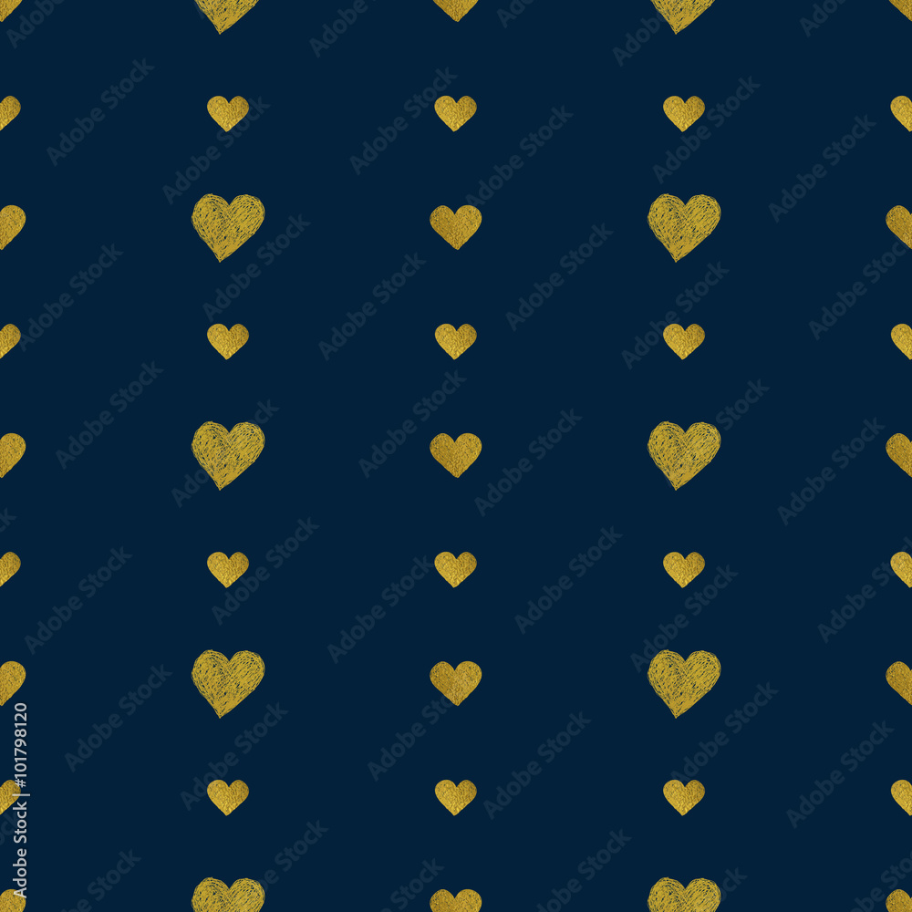 Golden hearts seamless pattern Golden hearts seamless pattern