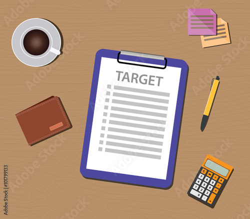 target list illustration with check list and clipboard document 