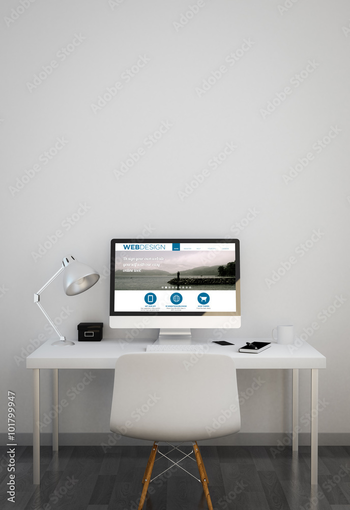 clean workspace with web design website clean workspace with web design website
