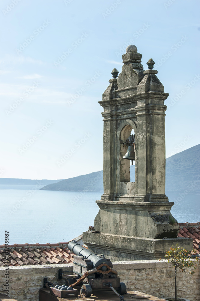 Obraz premium Belfry in the old town of Herceg Novi