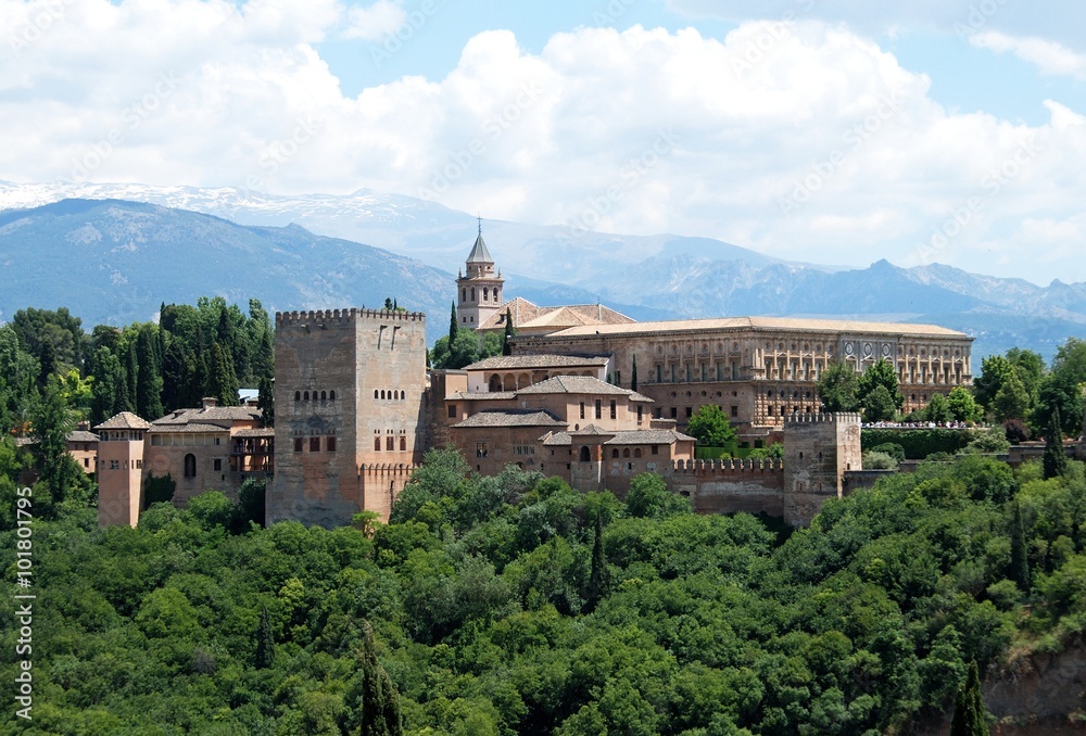 View of the Alhambra Palace, Granada.