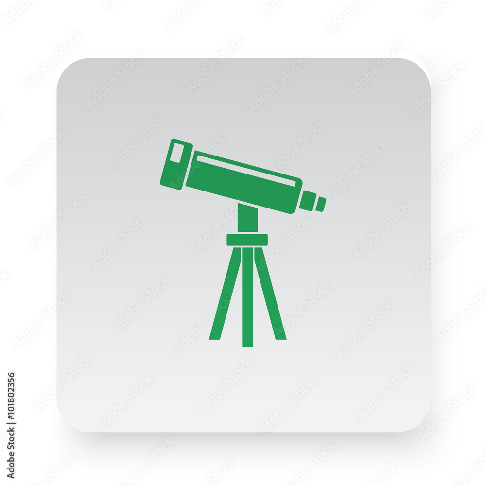 Green Telescope icon in circle on white app button Green Telescope icon in circle on white app button