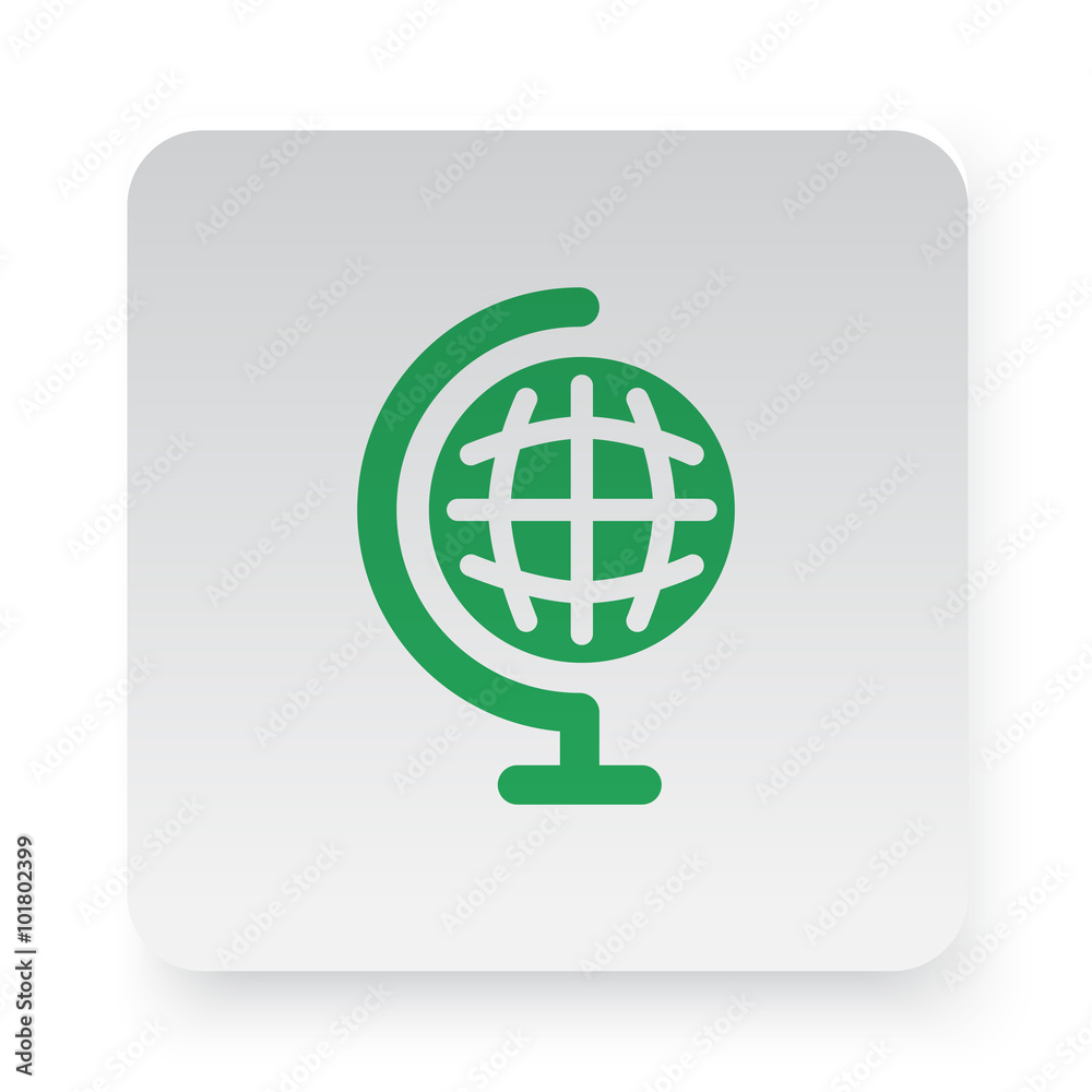 Green Earth Globe icon in circle on white app button