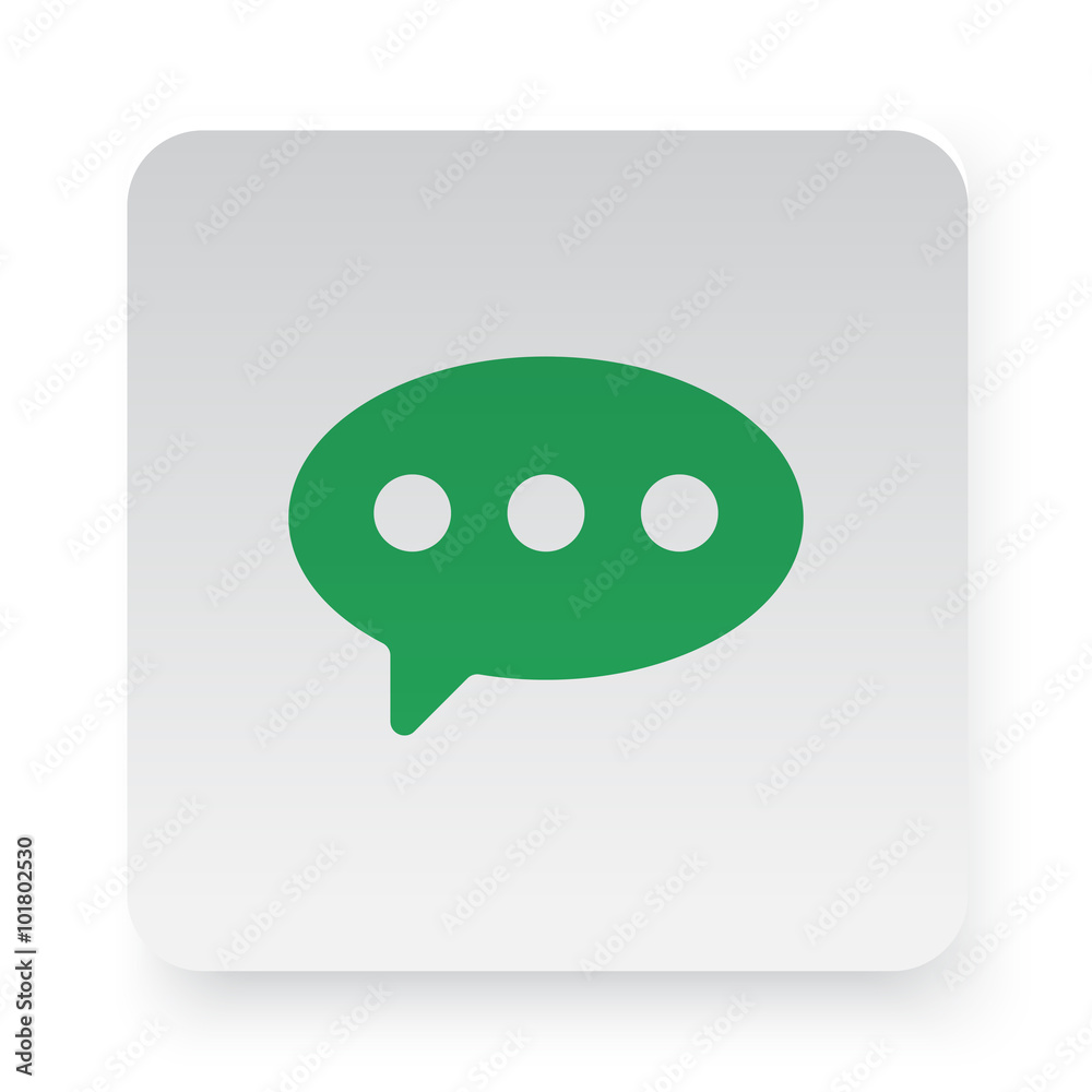 Green Comment icon in circle on white app button Green Comment icon in circle on white app button