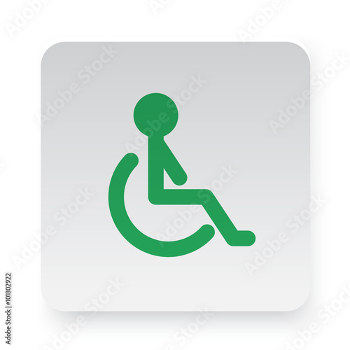 Green Wheel Chair icon in circle on white app button