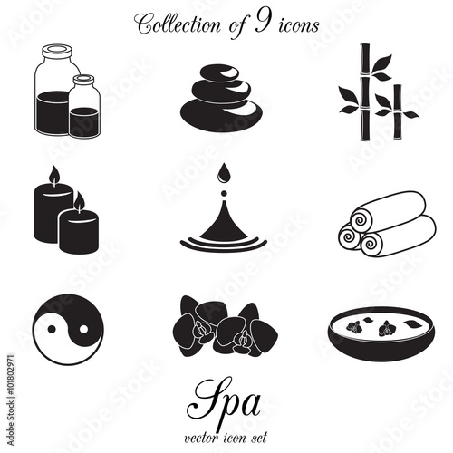Spa vector icon set.