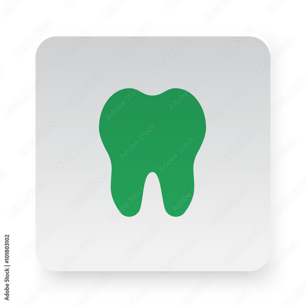 Green Tooth icon in circle on white app button Green Tooth icon in circle on white app button