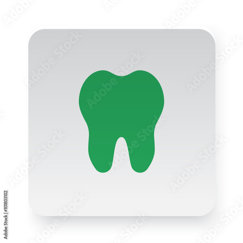 Fototapeta Naklejka Na Ścianę i Meble -  Green Tooth icon in circle on white app button