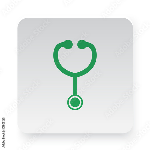 Green Stethoscope icon in circle on white app button