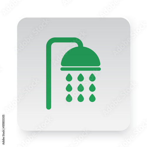 Green Shower icon in circle on white app button