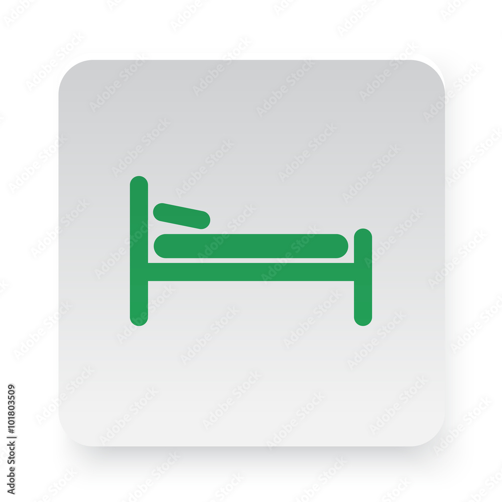 Green Bed icon in circle on white app button Green Bed icon in circle on white app button