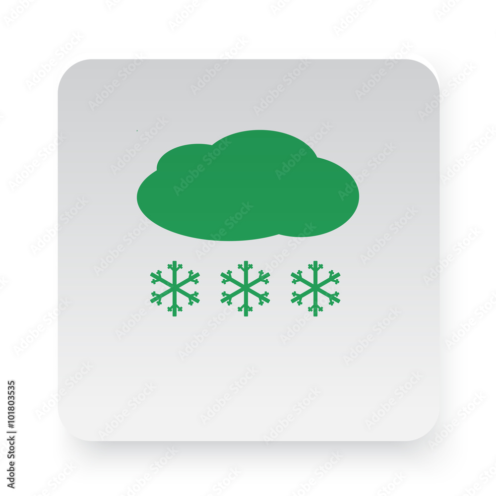 Green Snow icon in circle on white app button Green Snow icon in circle on white app button