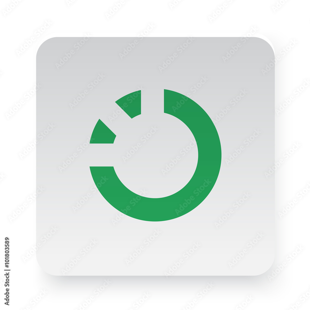 Green Loading icon in circle on white app button Green Loading icon in circle on white app button