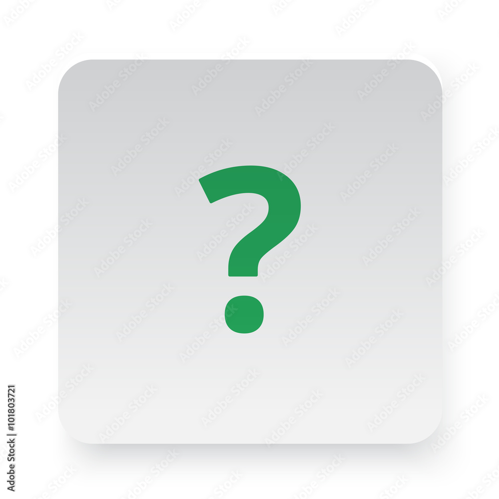 Green Question Mark icon in circle on white app button Green Question Mark icon in circle on white app button