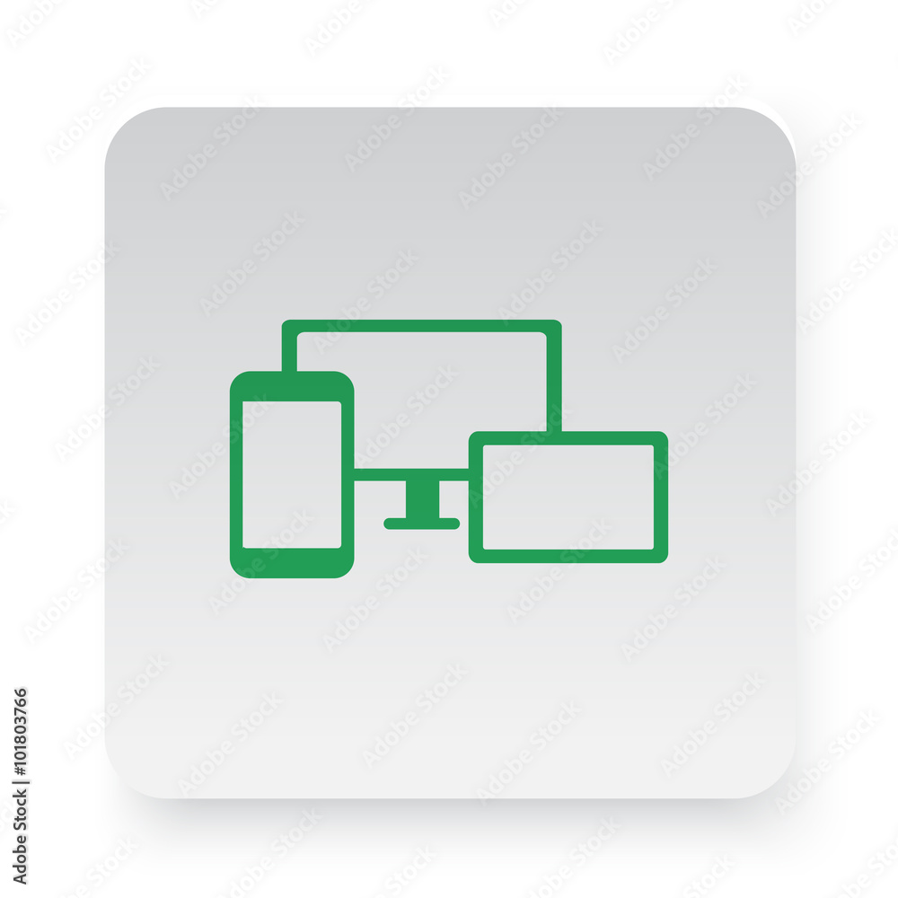 Green Responsive Media Design icon in circle on white app button Green Responsive Media Design icon in circle on white app button