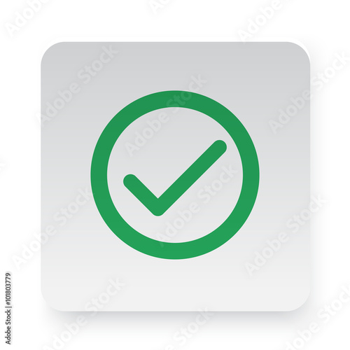 Green Confirm icon in circle on white app button