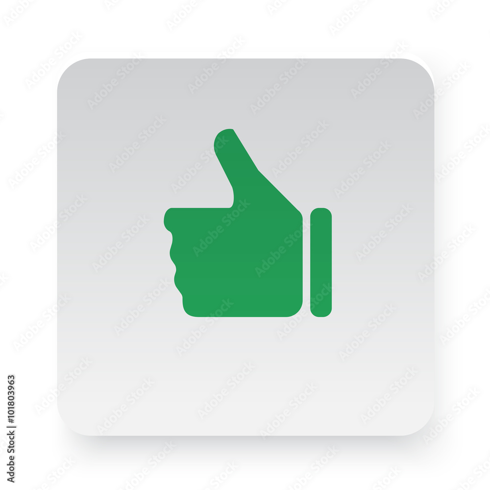 Green Thumb Up icon in circle on white app button Green Thumb Up icon in circle on white app button