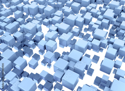 Blue 3d cubes design background