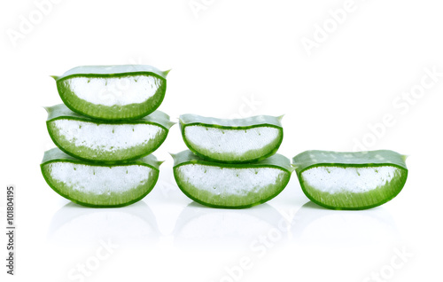 freshly sliced Aloe Vera on white background