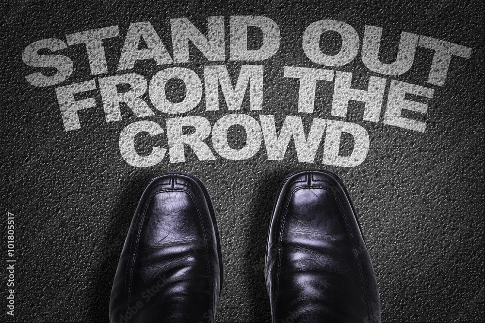 Φωτογραφία Top View of Business Shoes on the floor with the text: Stand Out From the Crowd