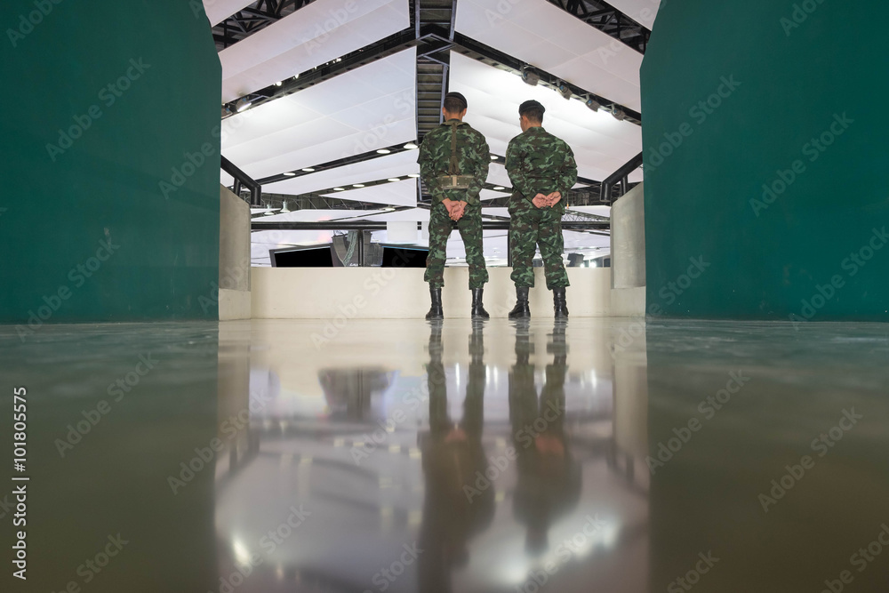 Fototapeta premium two army standing in sport dome