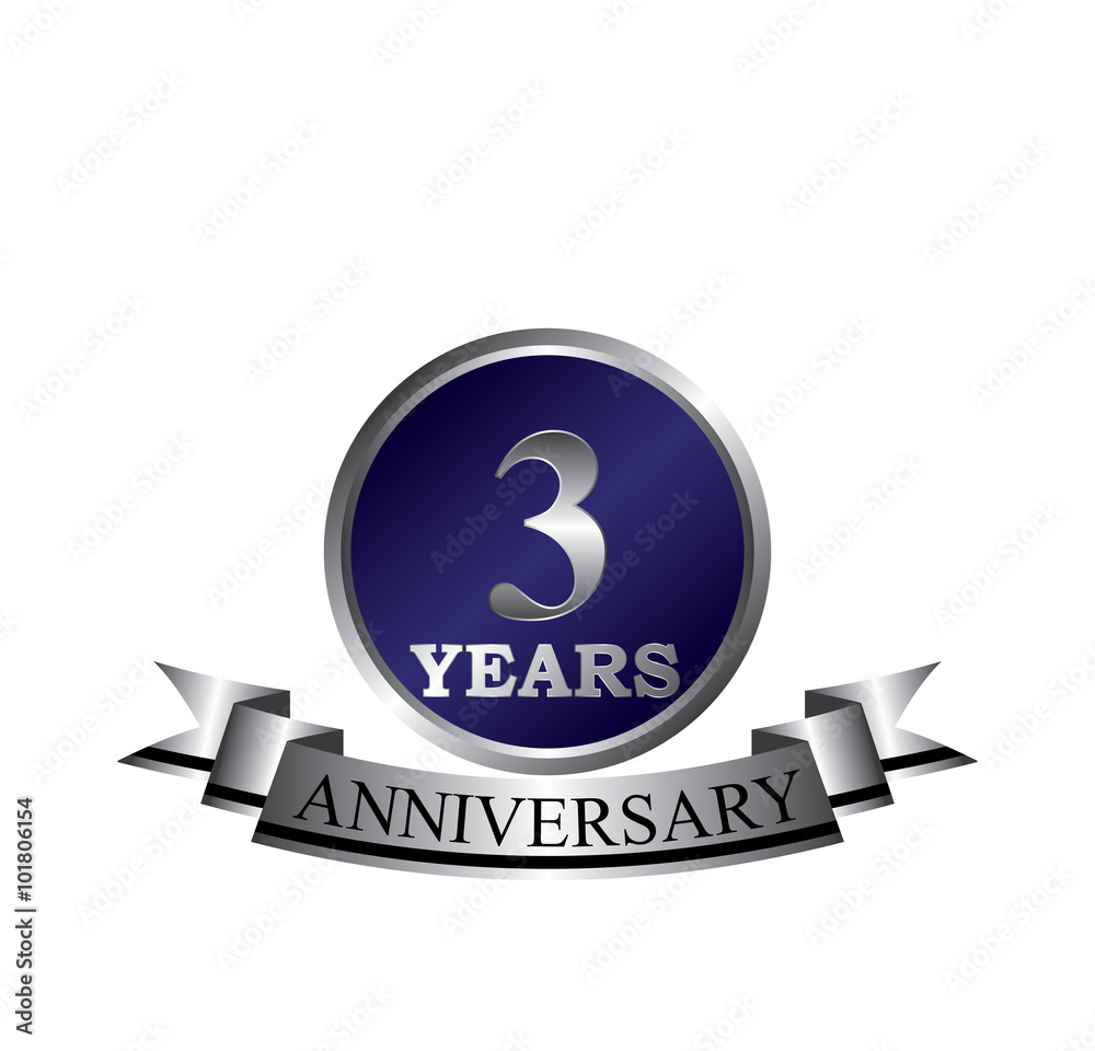 3 anniversary with blue silver ring and ribbon 3 anniversary with blue silver ring and ribbon