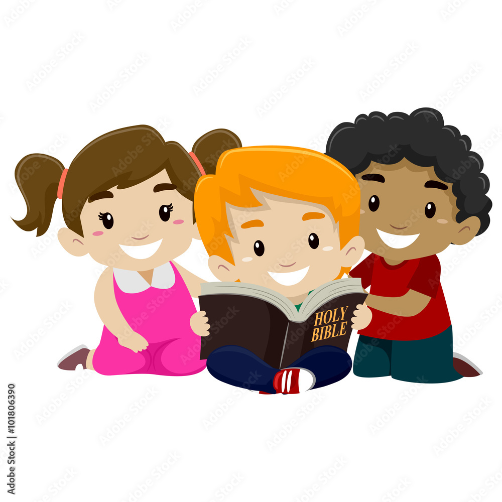 Ταπετσαρία Illustration of Children Reading Bible