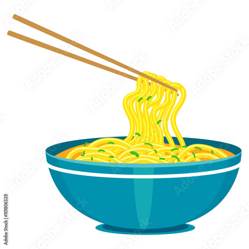 Illustration of Chinese Noodles and Chopsticks