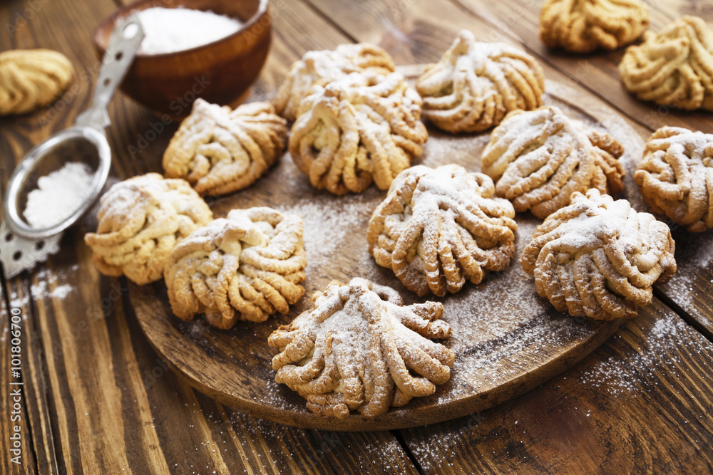 Shortbread with powdered sugar Shortbread with powdered sugar