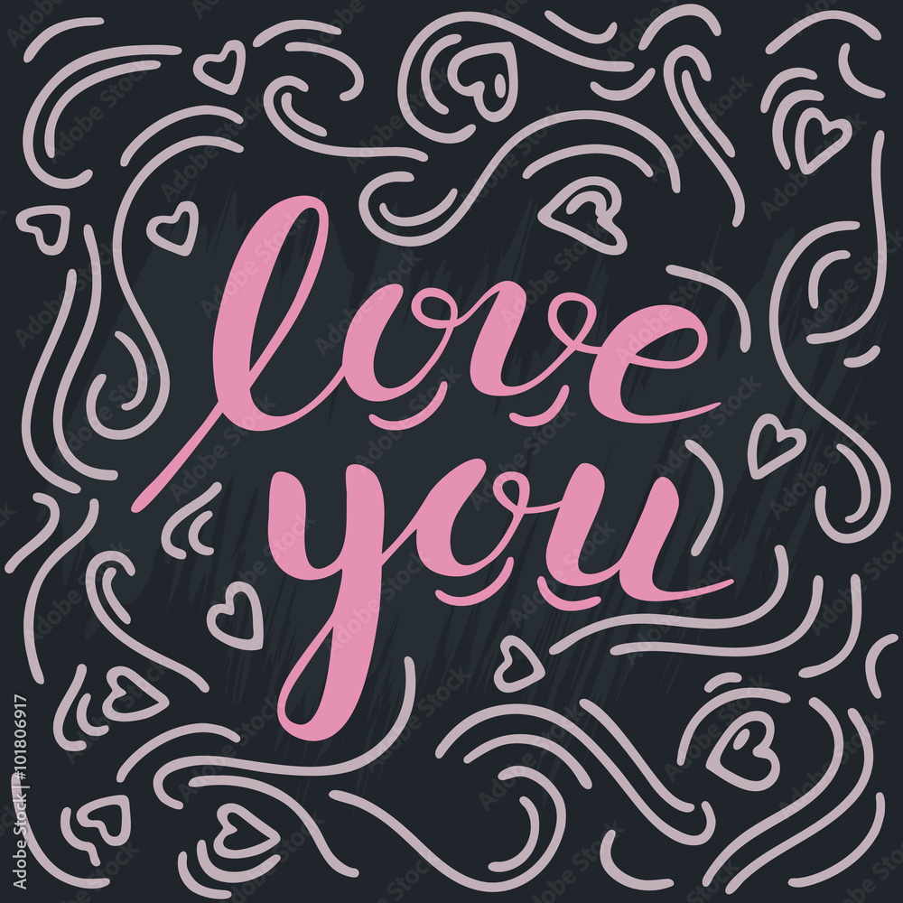 Romantic hand drawn pink chalk lettering 