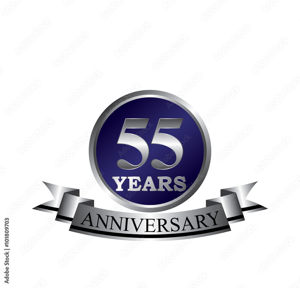 55 anniversary with blue silver ring and ribbon 55 anniversary with blue silver ring and ribbon