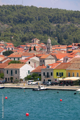 Picturesque architecture in town of Vela Luka, on Korcula island, Croatia.