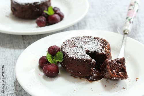 Chocolate Lava cake / Molten lava cake, selective focus