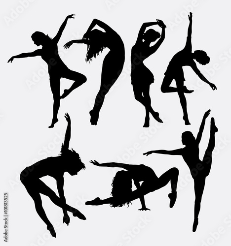 Beautiful dancer pose performing silhouette. Male and female dance pose. Good use for symbol, logo, web icon, mascot, game elements, mascot, sign, sticker design, or any design you want.